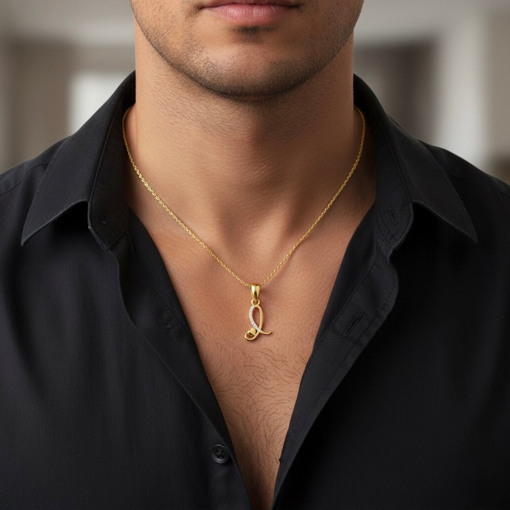 gold plated 925 sterling silver letter L pendant