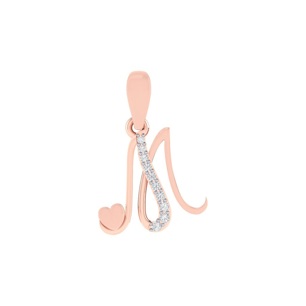 rose gold plated 925 sterling silver letter M pendant