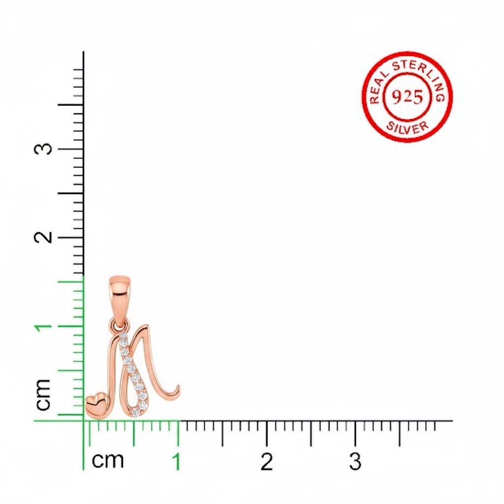 rose gold plated 925 sterling silver letter M pendant