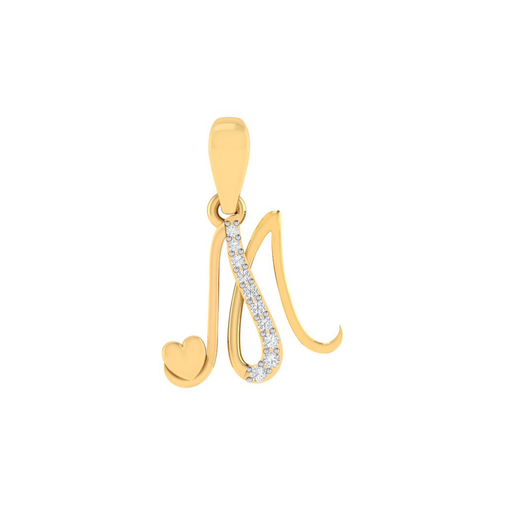 gold plated 925 sterling silver letter M pendant