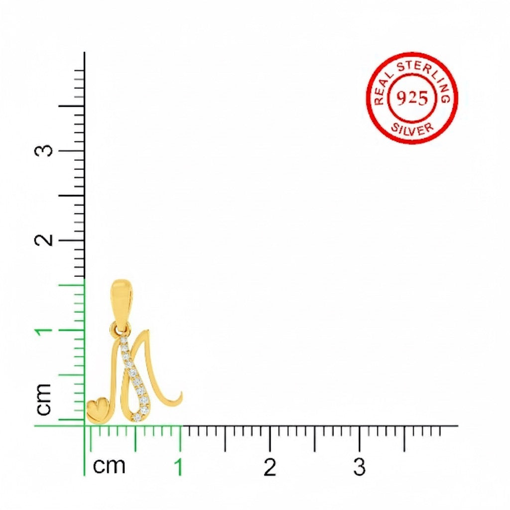 gold plated 925 sterling silver letter M pendant