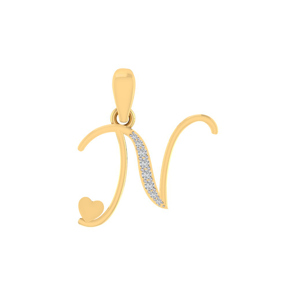 gold plated 925 sterling silver letter N pendant