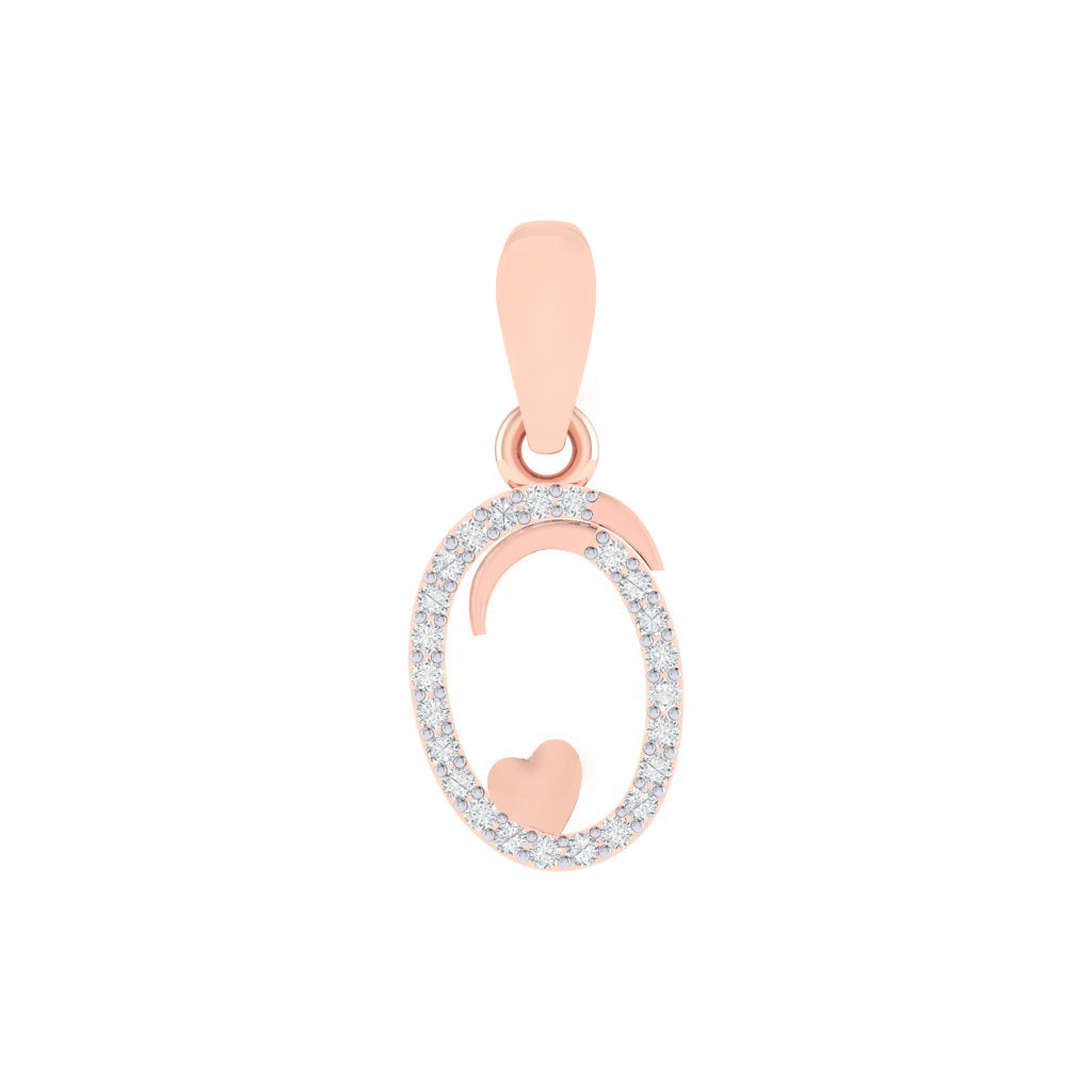 rose gold plated 925 sterling silver letter O pendant