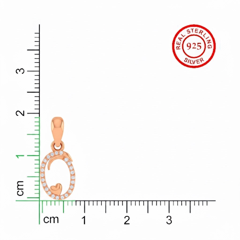 rose gold plated 925 sterling silver letter O pendant