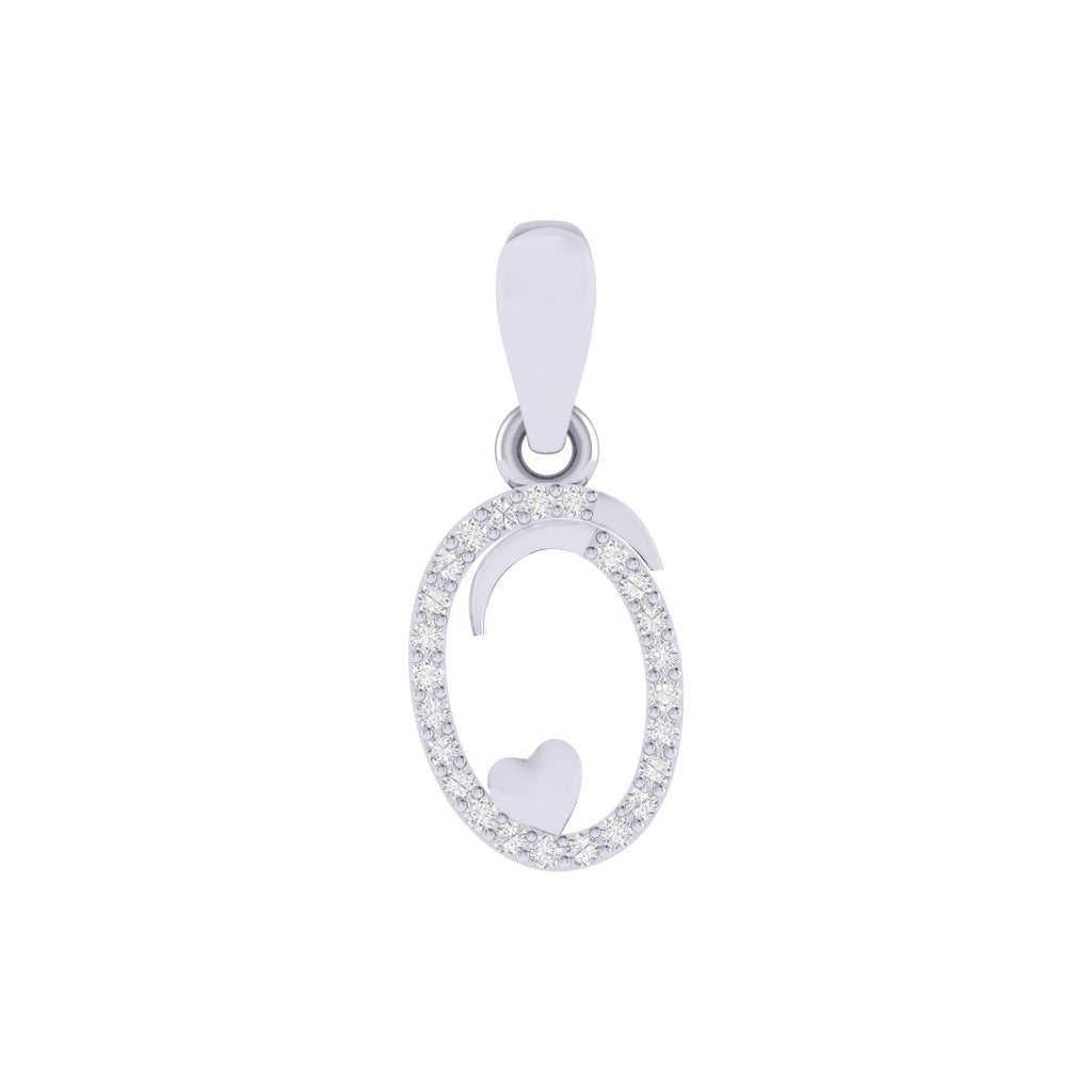 rhodium plated 925 sterling silver letter O pendant
