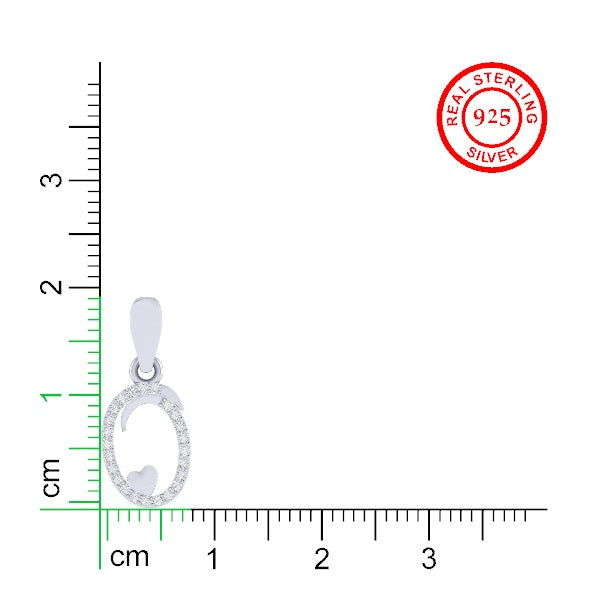 rhodium plated 925 sterling silver letter O pendant