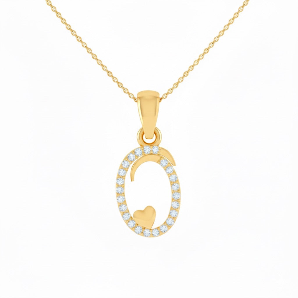 gold plated 925 sterling silver letter O pendant with chain