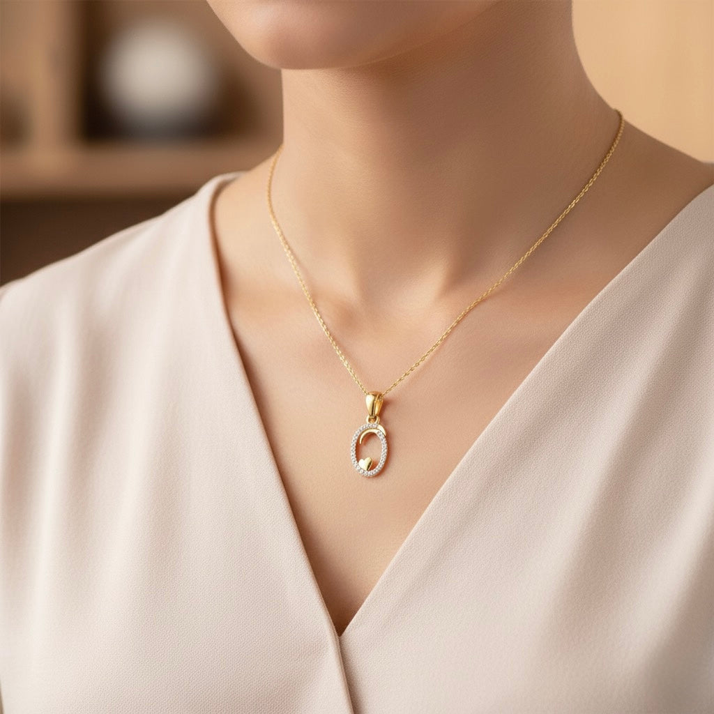 gold plated 925 sterling silver letter O pendant