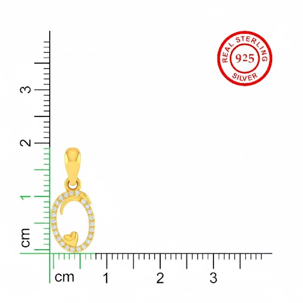 gold plated 925 sterling silver letter O pendant
