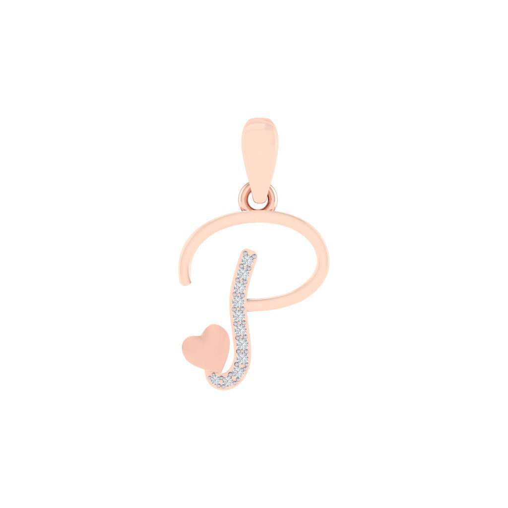 rose gold plated 925 sterling silver letter P pendant