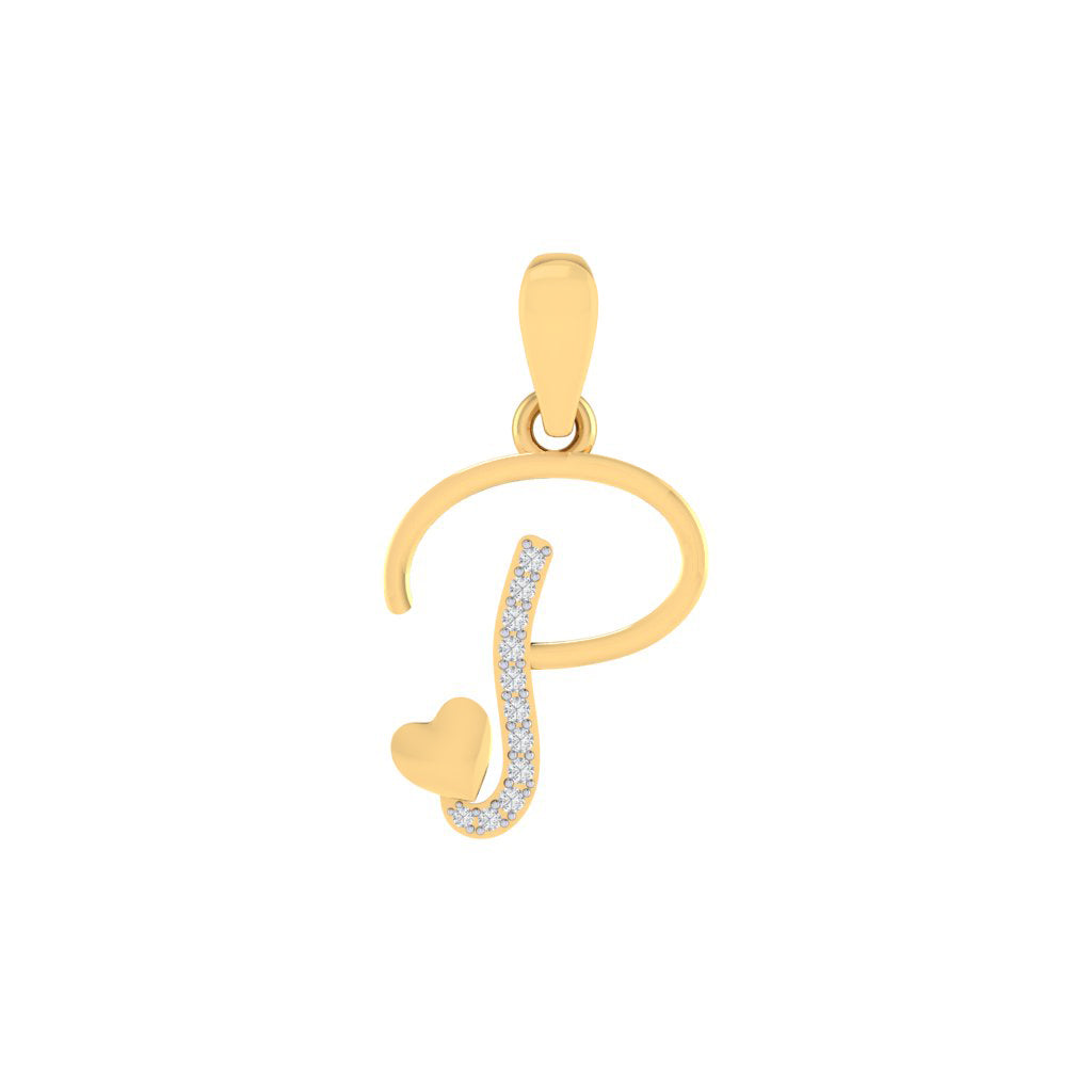 gold plated 925 sterling silver letter P pendant