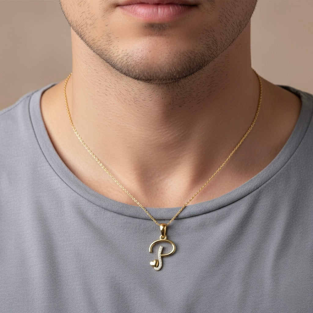 gold plated 925 sterling silver letter P pendant
