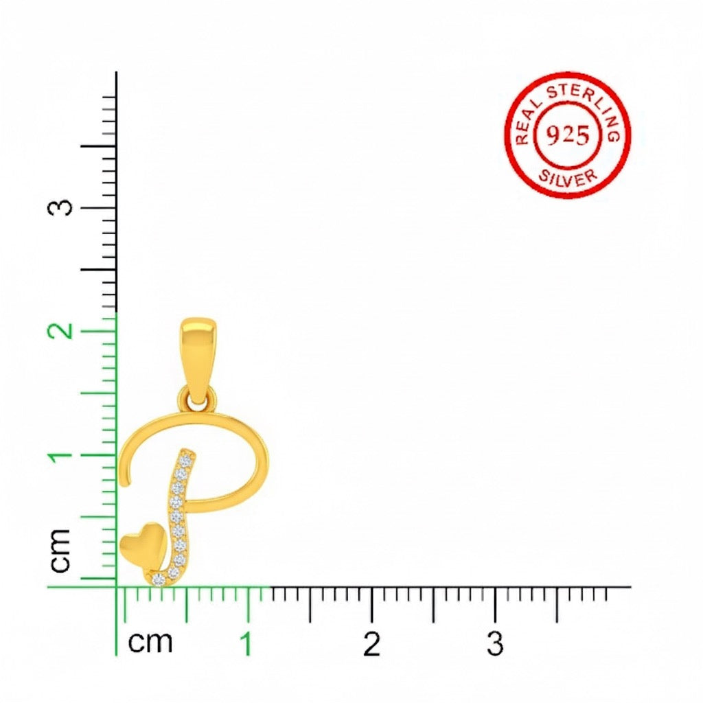 gold plated 925 sterling silver letter P pendant
