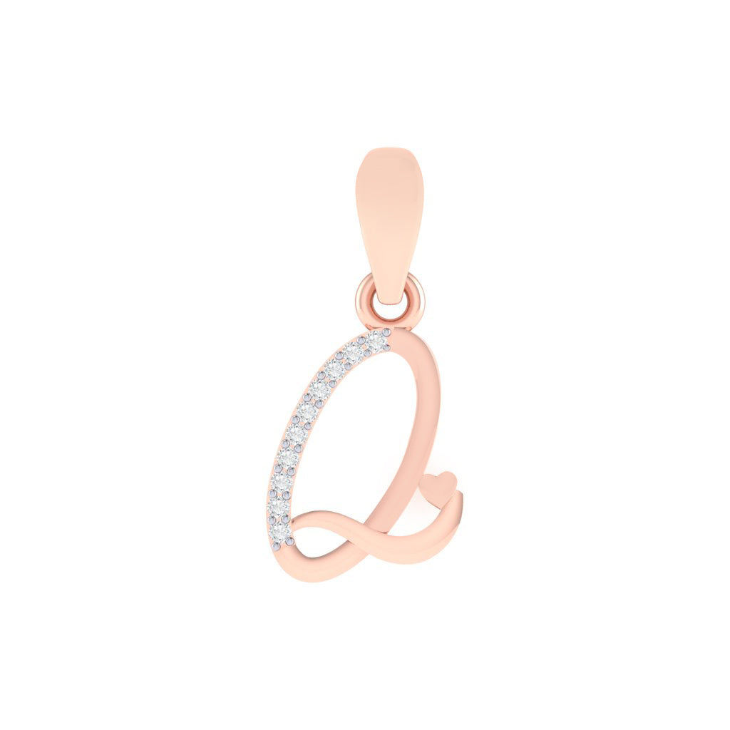 rose gold plated 925 sterling silver letter Q pendant