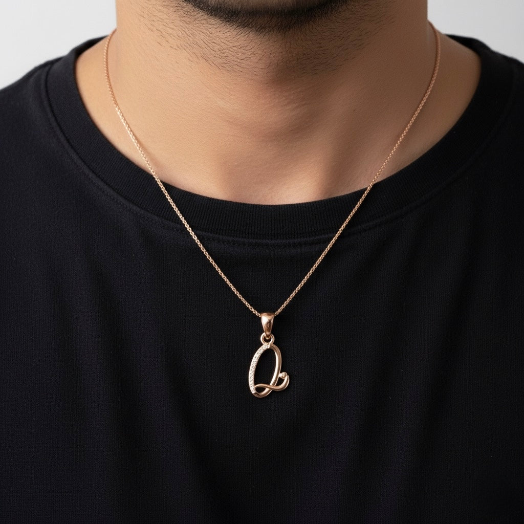 rose gold plated 925 sterling silver letter Q pendant