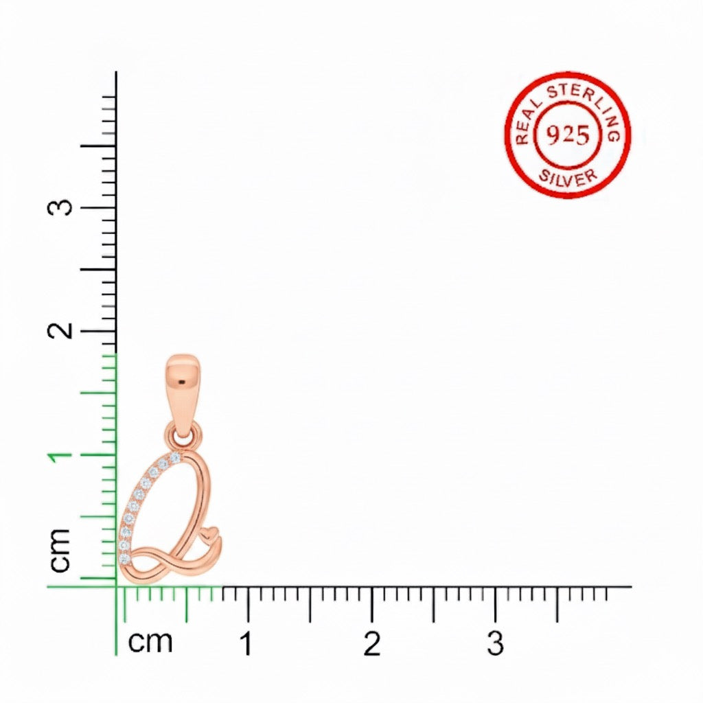 rose gold plated 925 sterling silver letter Q pendant