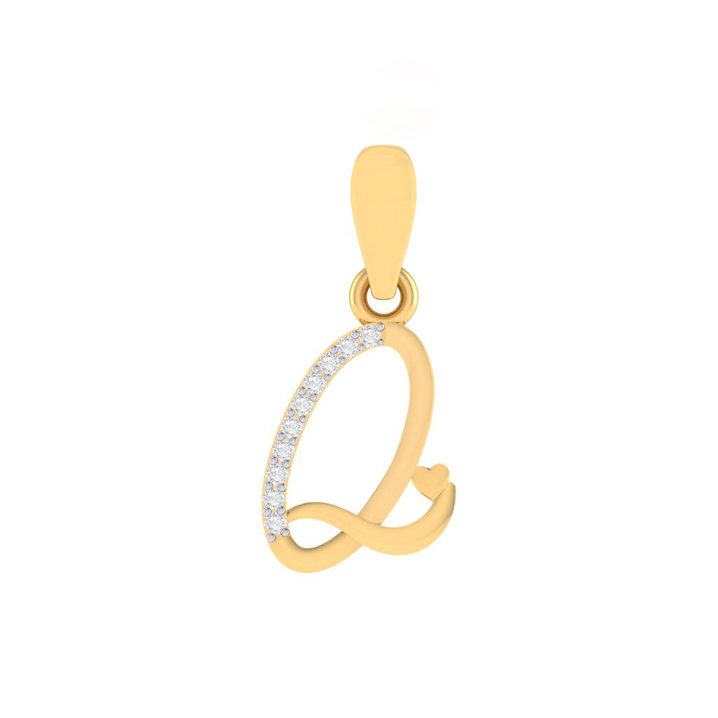 gold plated 925 sterling silver letter Q pendant