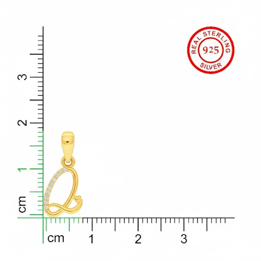 gold plated 925 sterling silver letter Q pendant