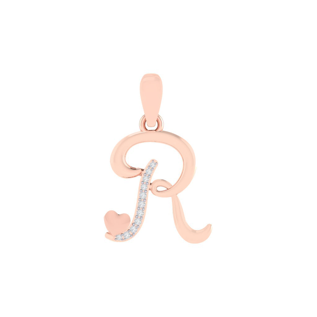 rose gold plated 925 sterling silver letter R pendant