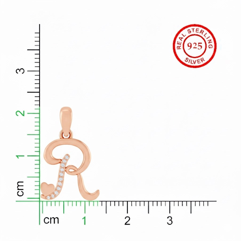 rose gold plated 925 sterling silver letter R pendant