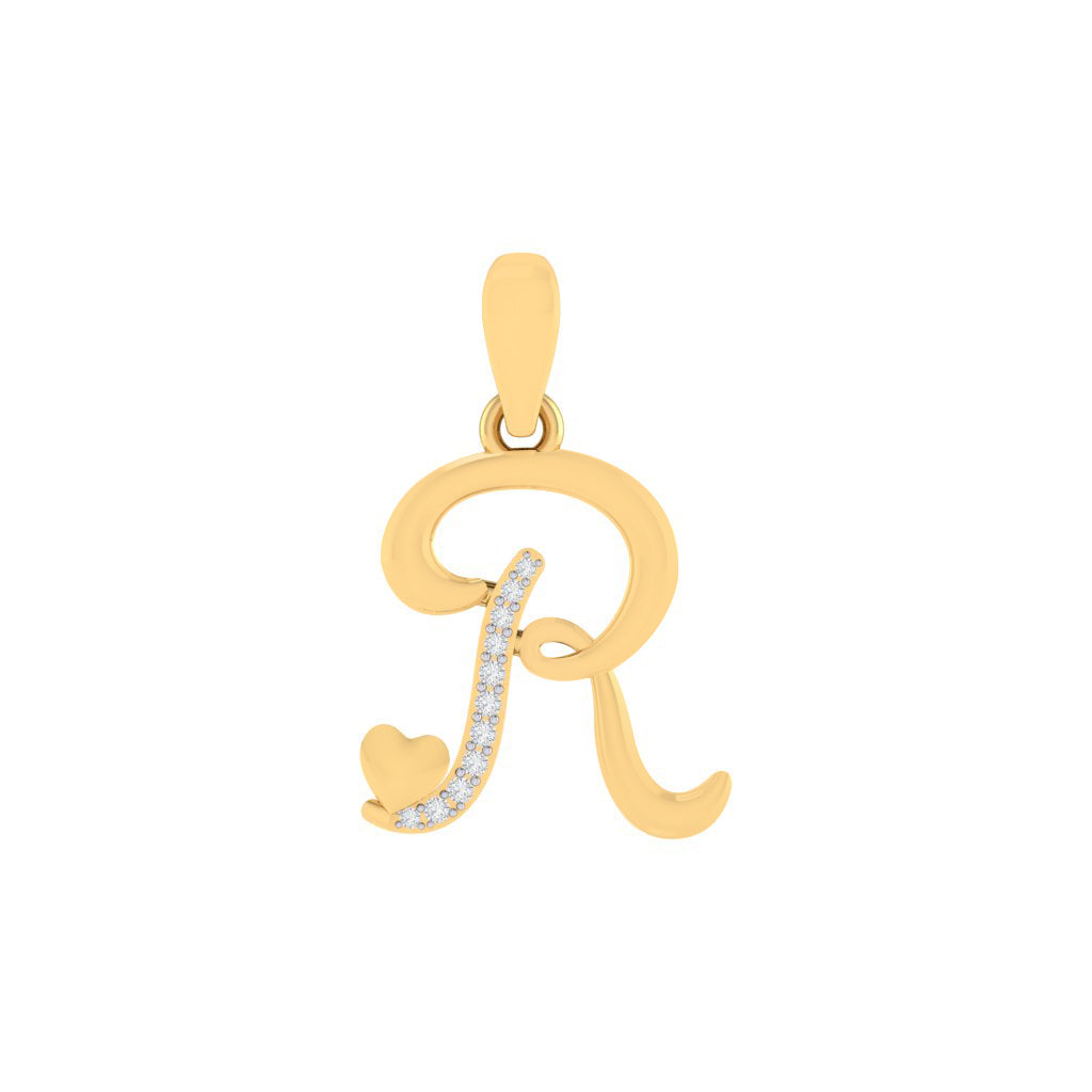 gold plated 925 sterling silver letter R pendant
