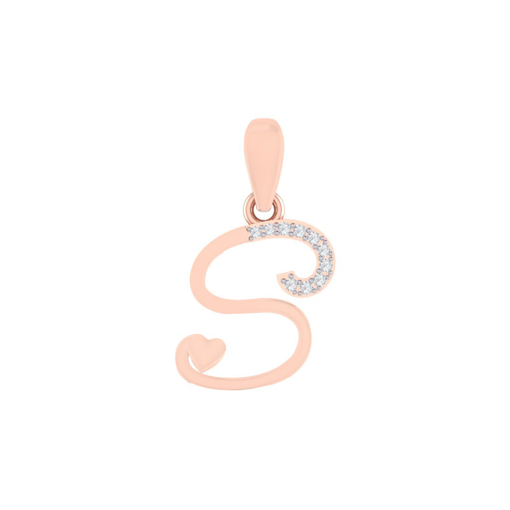 rose gold plated 925 sterling silver letter S pendant