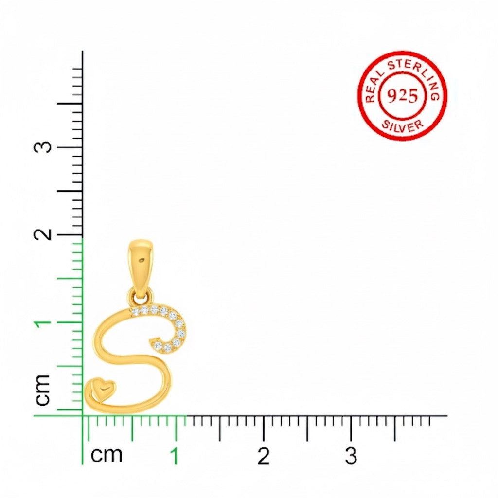 gold plated 925 sterling silver letter S pendant