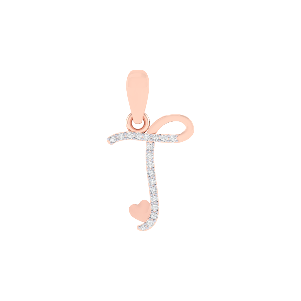 rose gold plated 925 sterling silver letter T pendant