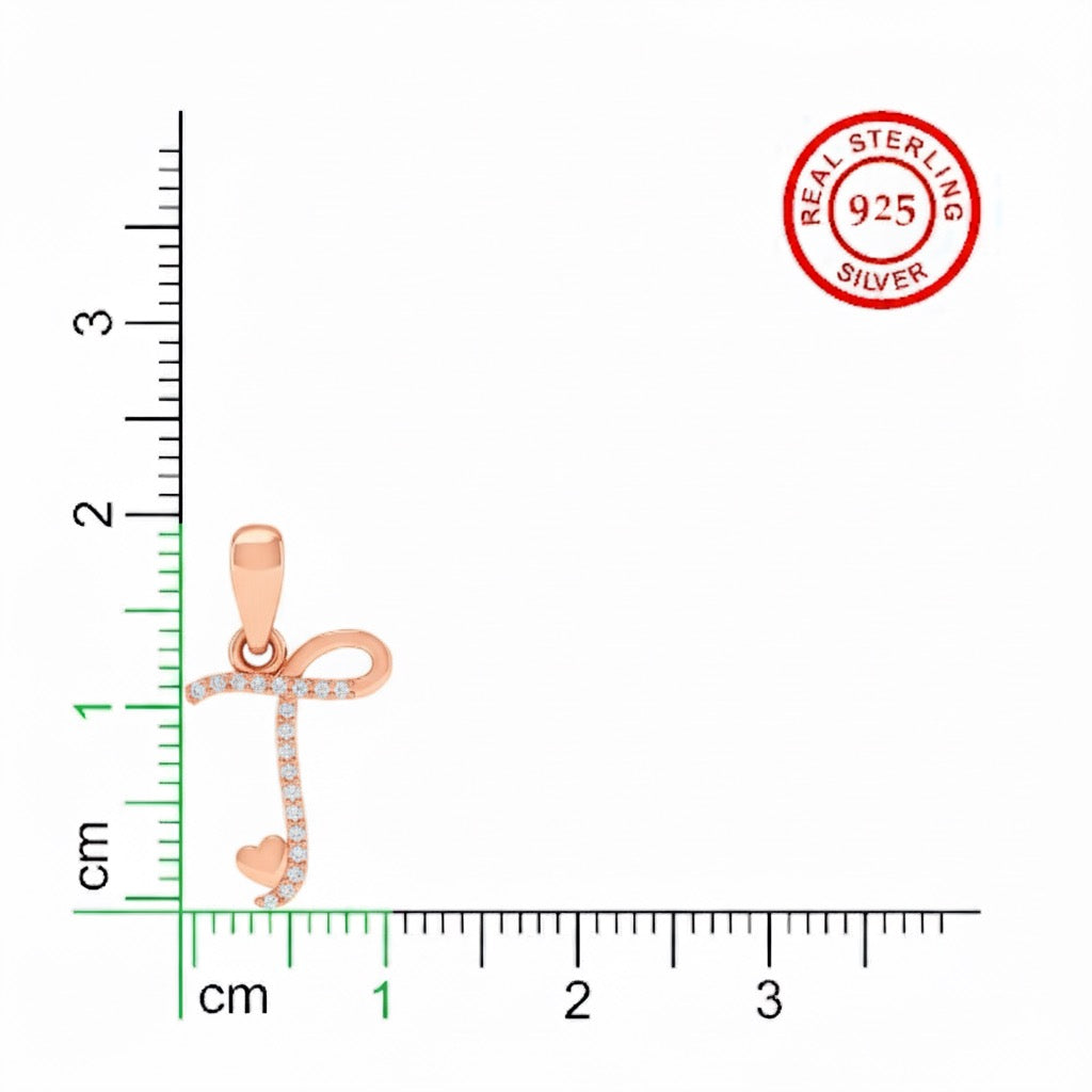 rose gold plated 925 sterling silver letter T pendant