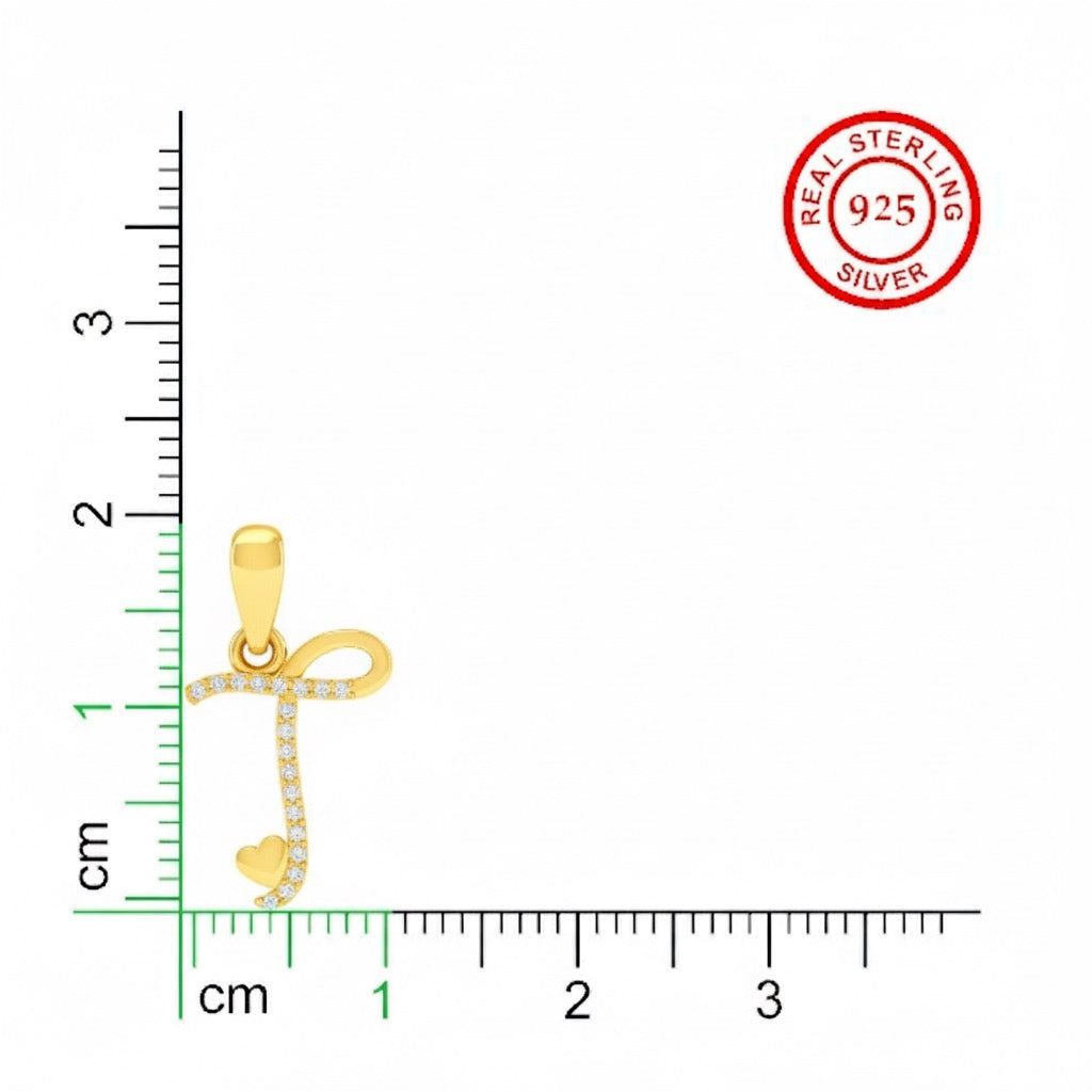 gold plated 925 sterling silver letter T pendant