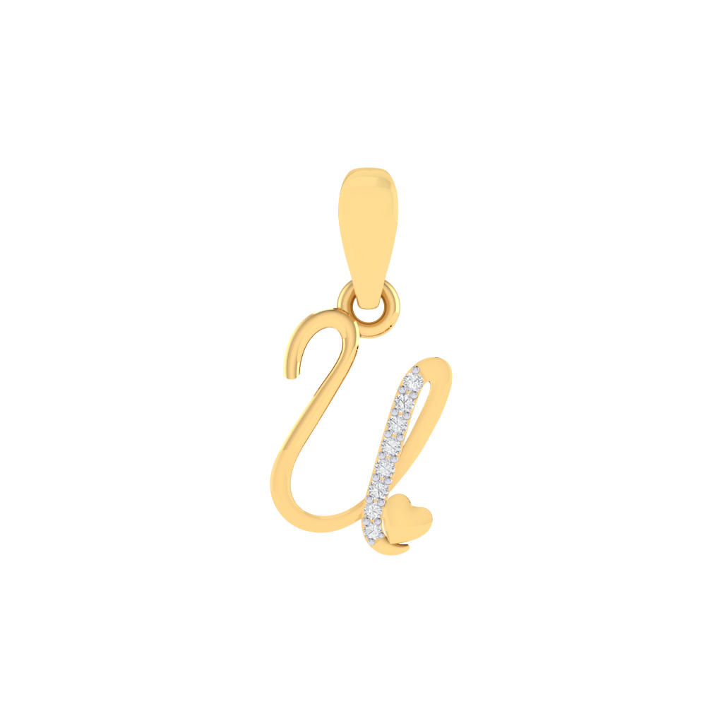 gold plated 925 sterling silver letter U pendant