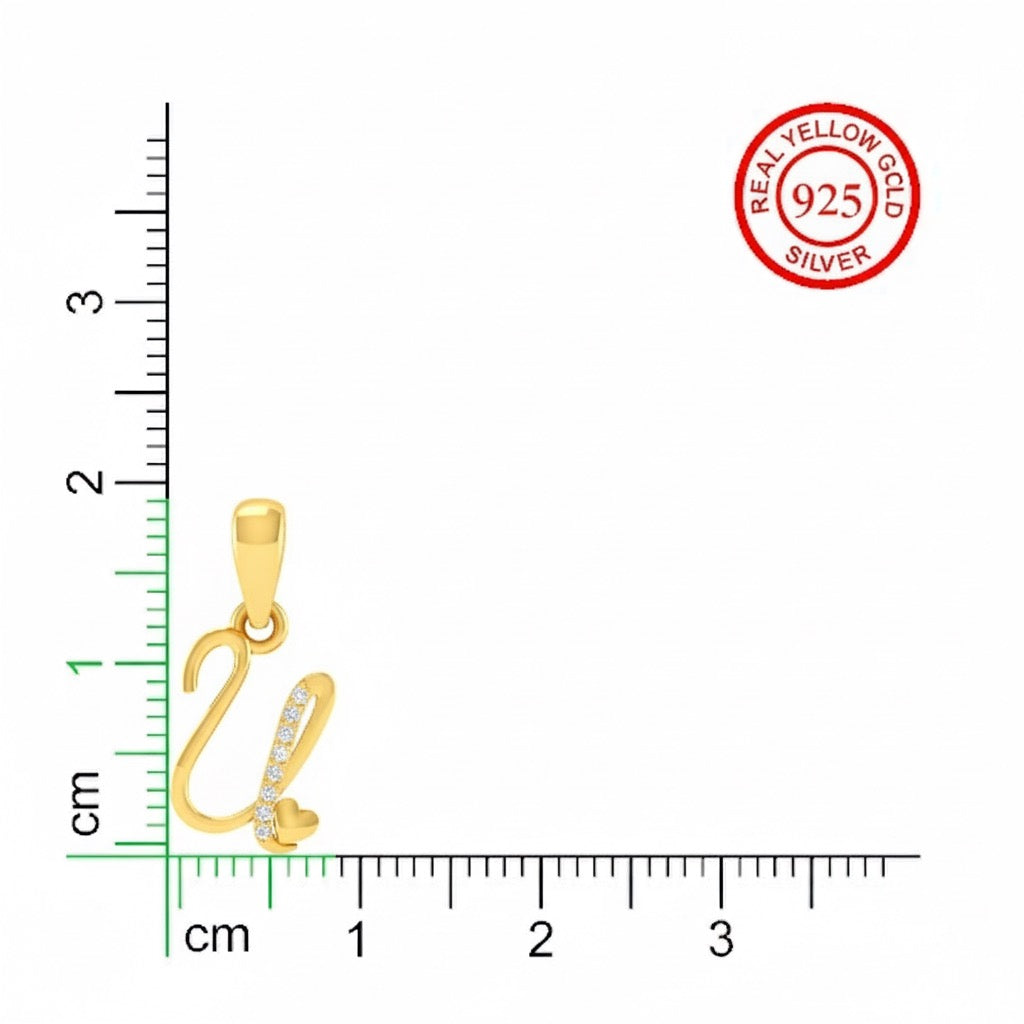 gold plated 925 sterling silver letter U pendant