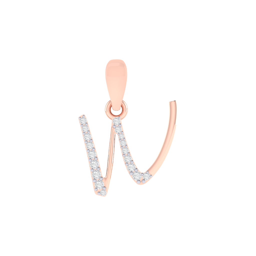 rose gold plated 925 sterling silver letter W pendant