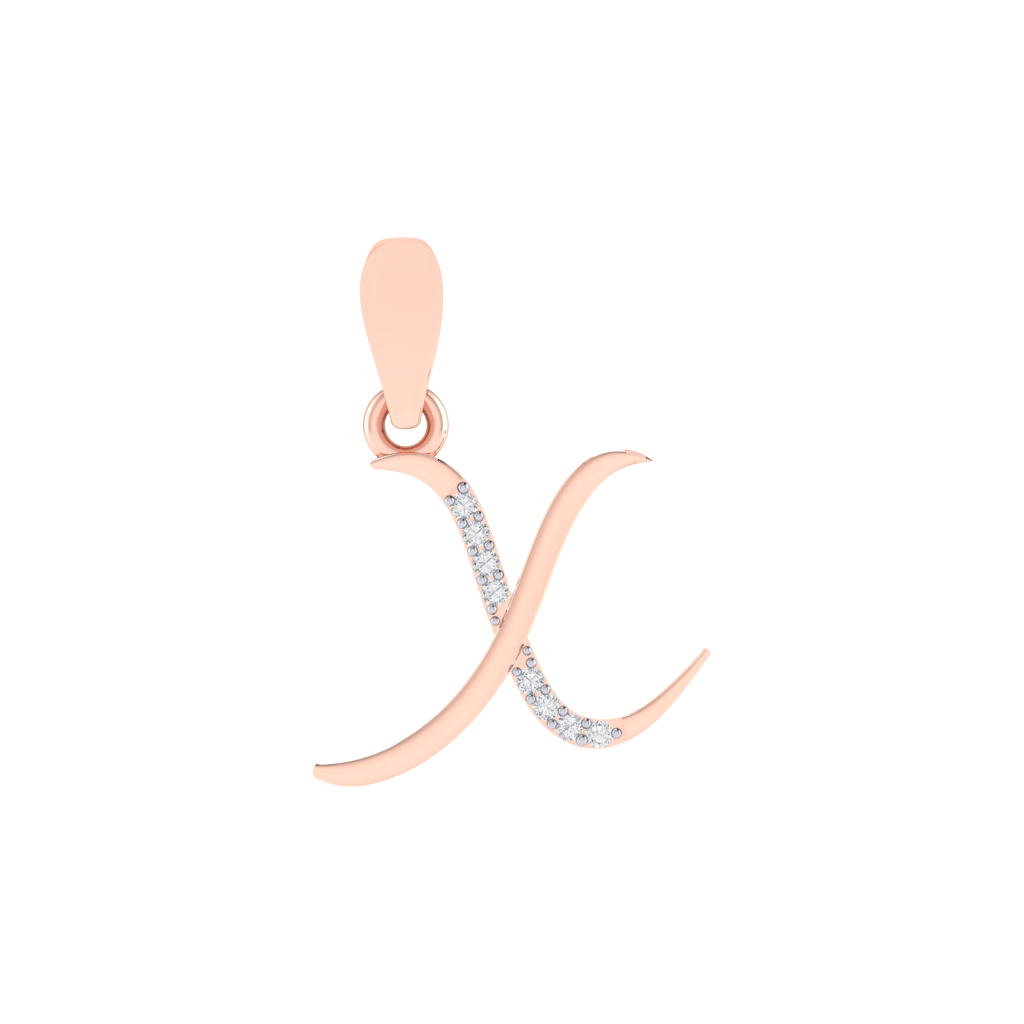 rose gold plated 925 sterling silver letter X pendant
