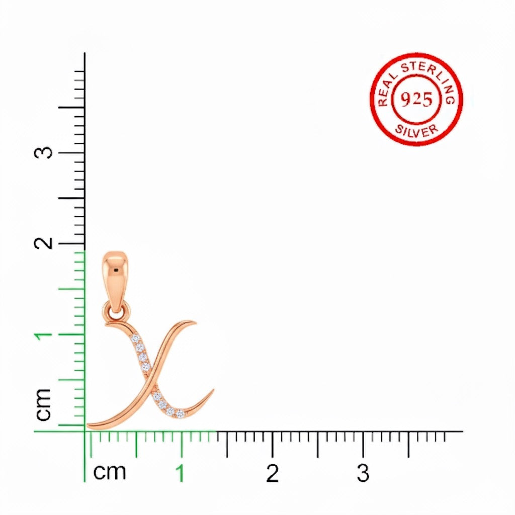 rose gold plated 925 sterling silver letter X pendant