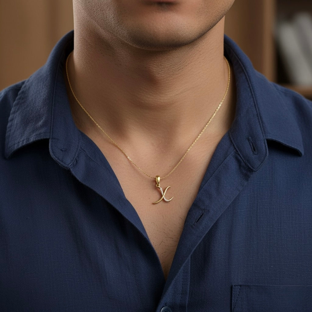 gold plated 925 sterling silver letter X pendant