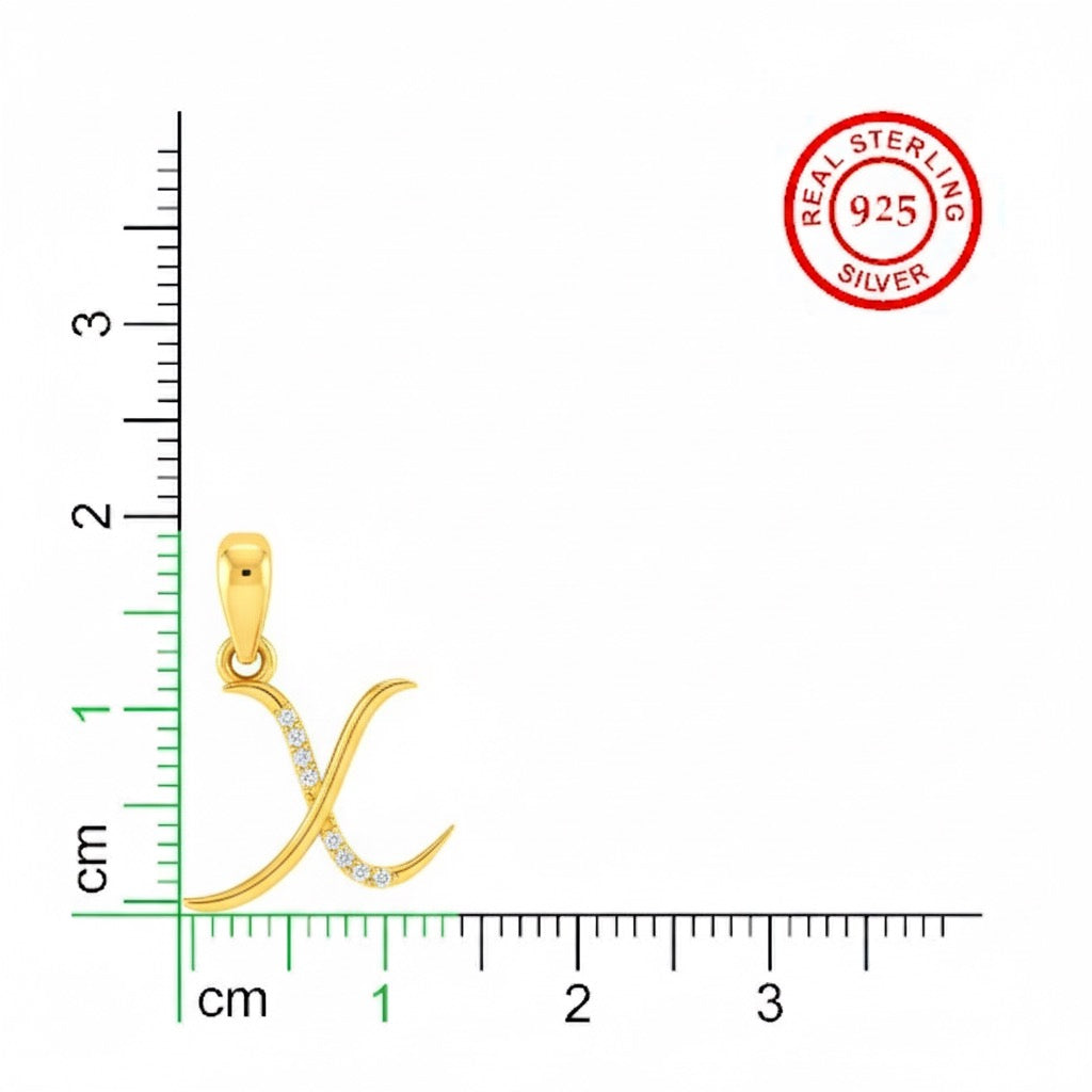 gold plated 925 sterling silver letter X pendant