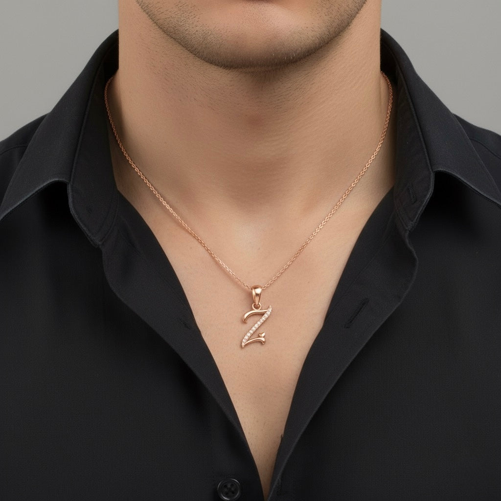 rose gold plated 925 sterling silver letter Z pendant