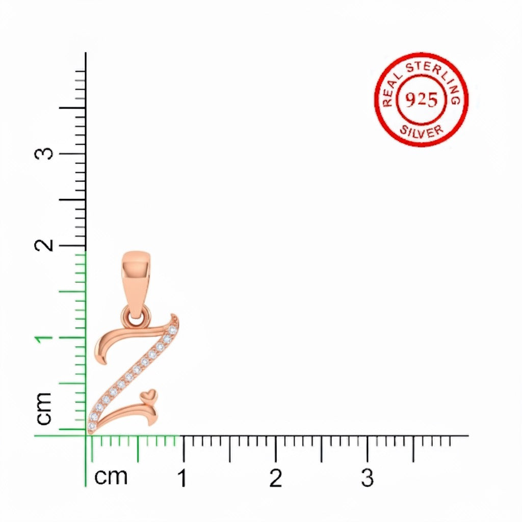 rose gold plated 925 sterling silver letter Z pendant