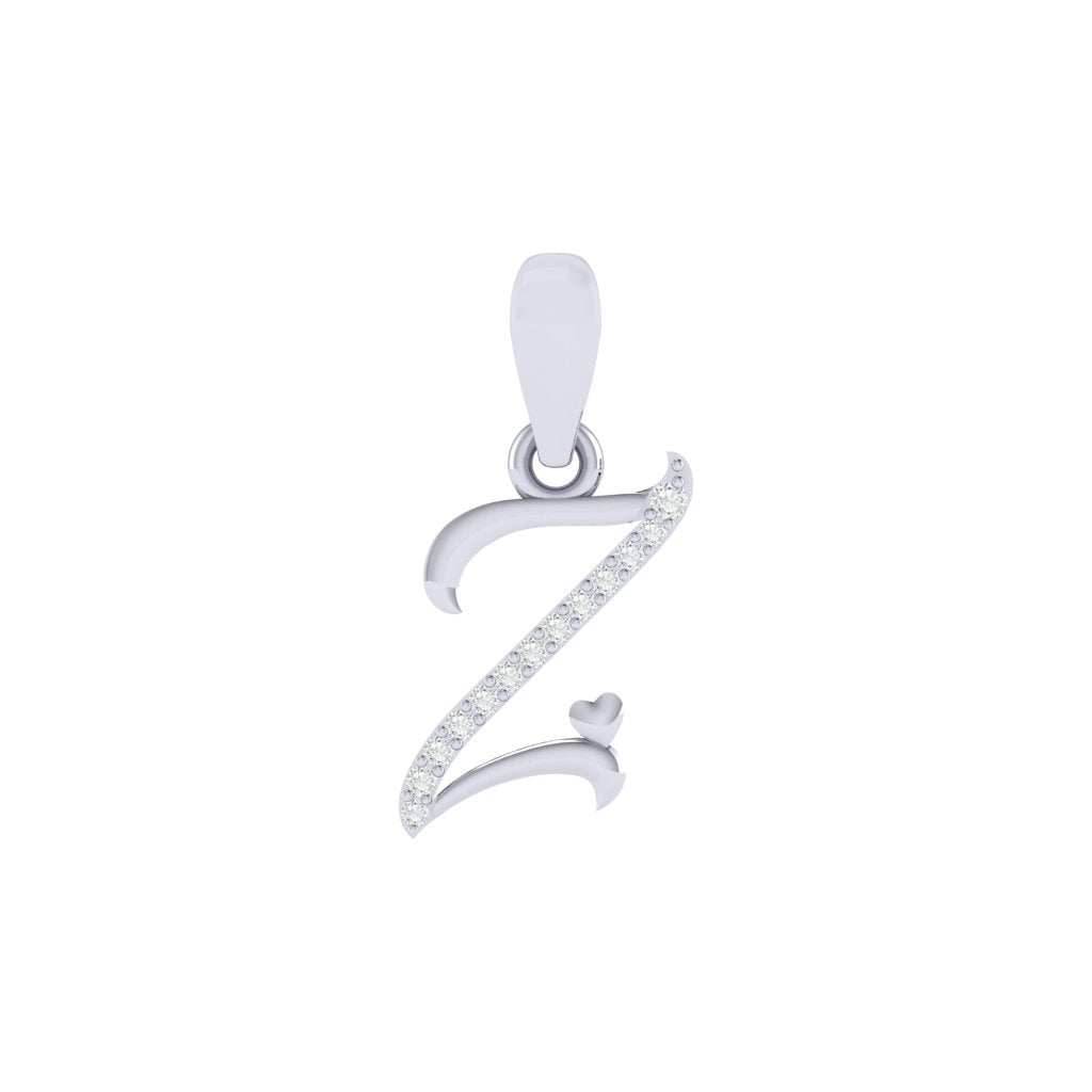 rhodium plated 925 sterling silver letter Z pendant
