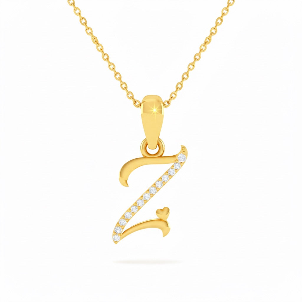 gold plated 925 sterling silver letter Z pendant with chain