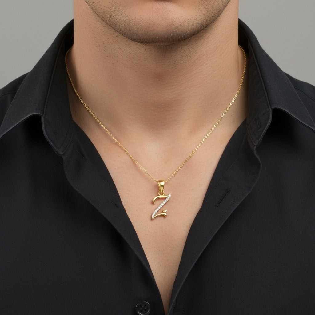gold plated 925 sterling silver letter Z pendant