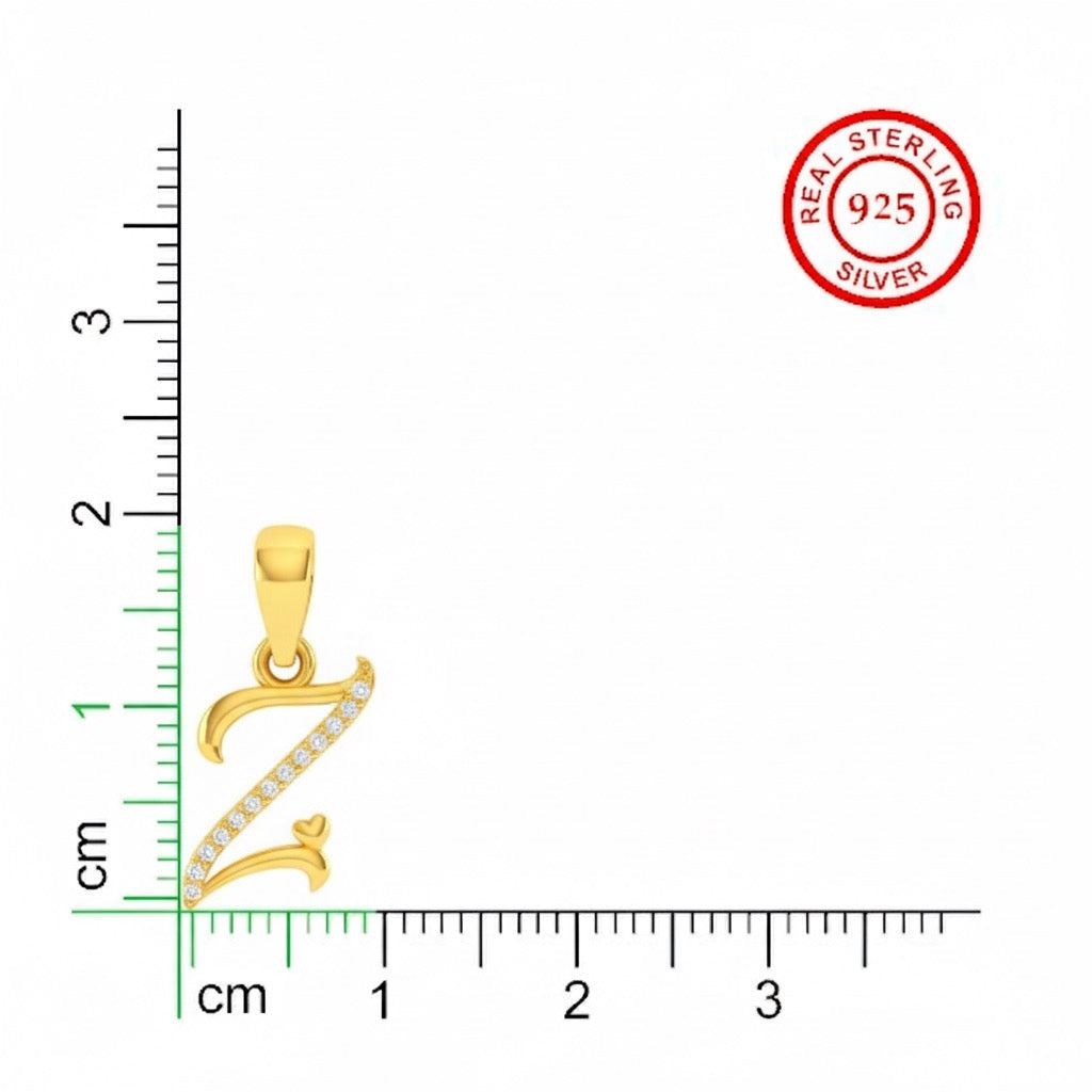 gold plated 925 sterling silver letter Z pendant