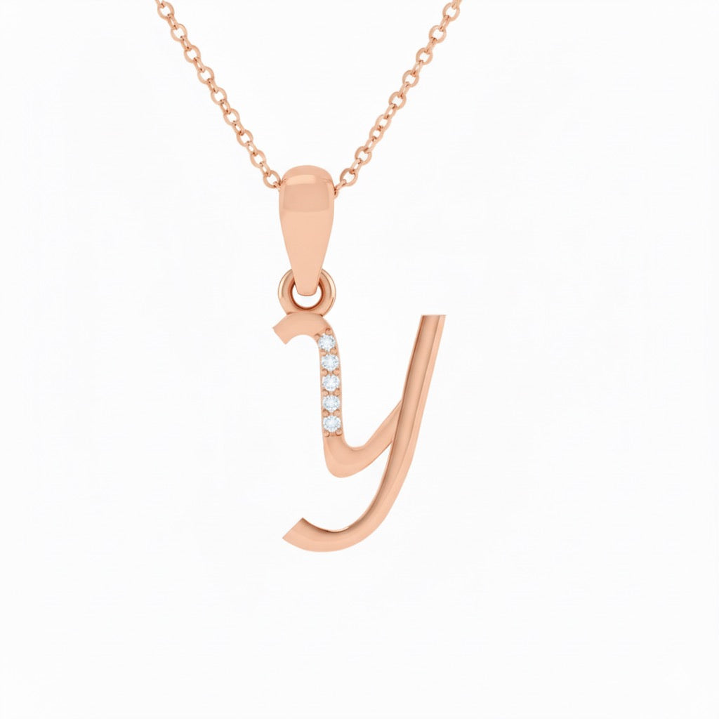 rose gold plated 925 sterling silver letter Y pendant with chain