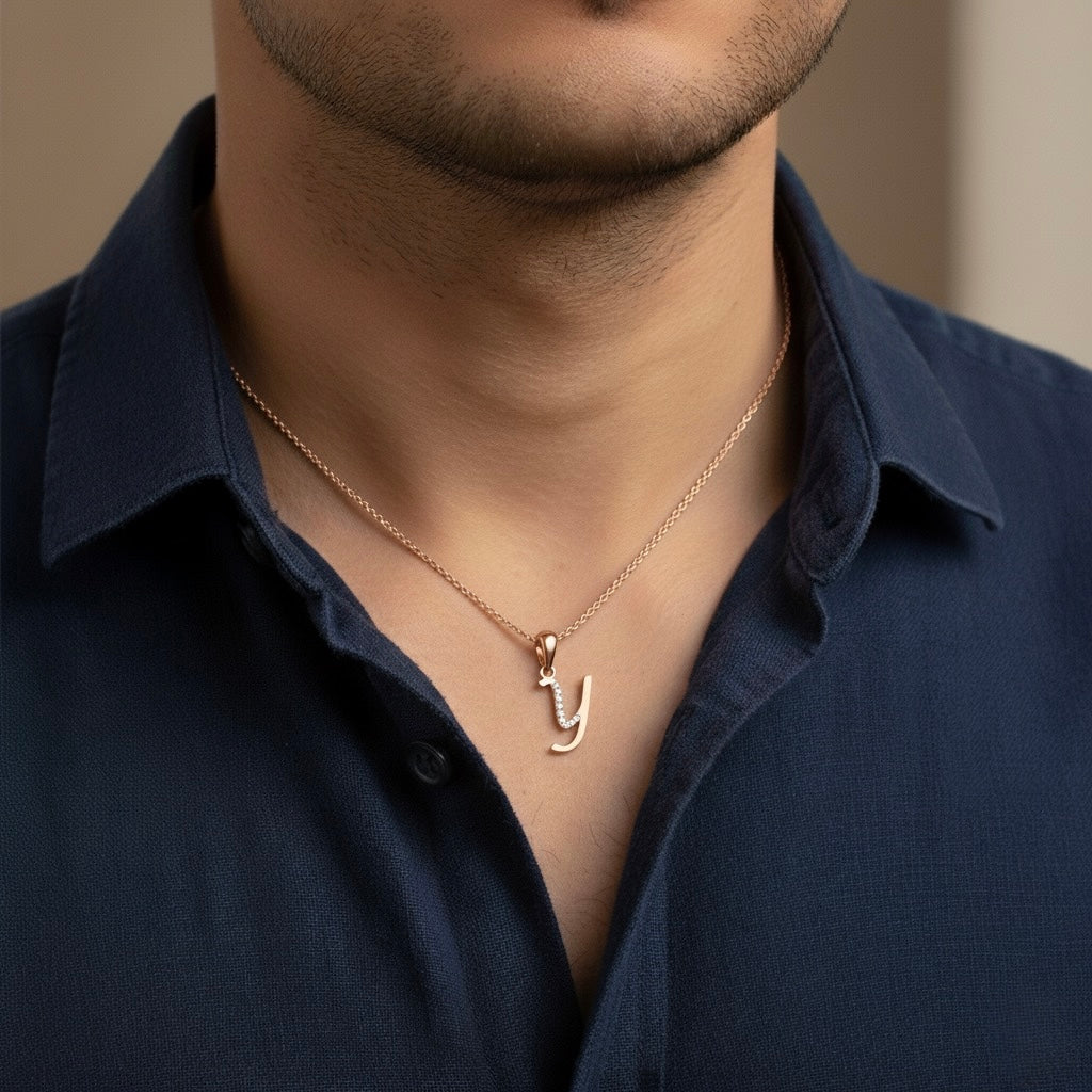 rose gold plated 925 sterling silver letter Y pendant