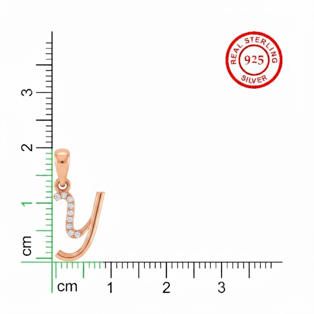 rose gold plated 925 sterling silver letter Y pendant