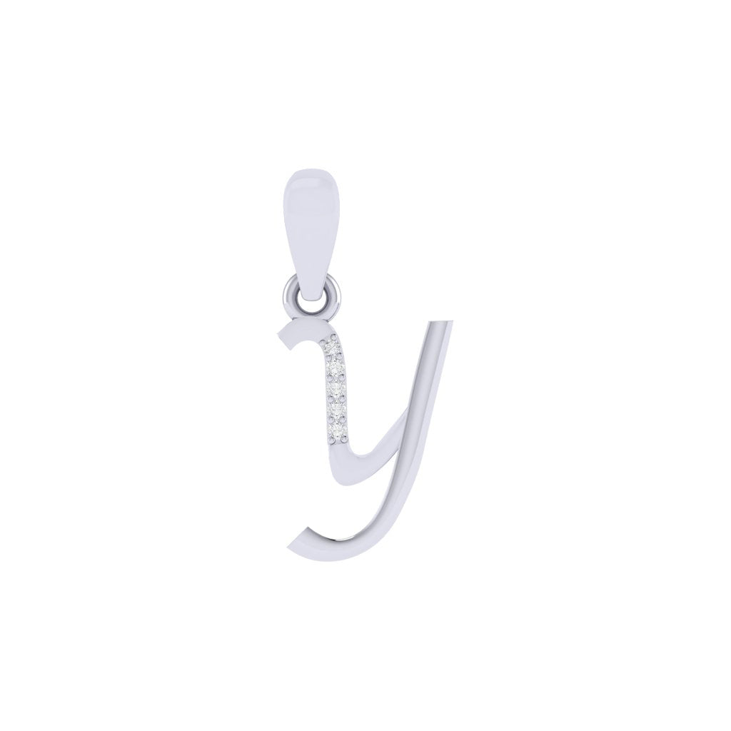 rhodium plated 925 sterling silver letter Y pendant