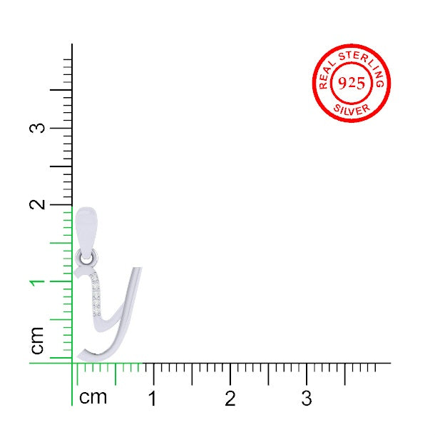 rhodium plated 925 sterling silver letter Y pendant