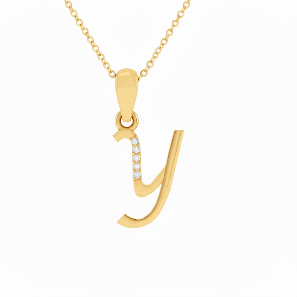 gold plated 925 sterling silver letter Y pendant with chain