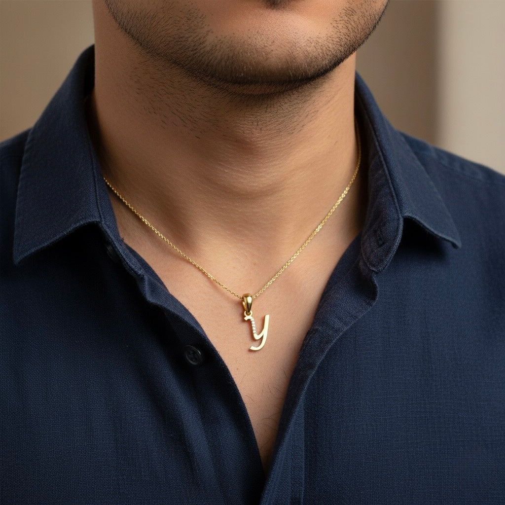 gold plated 925 sterling silver letter Y pendant